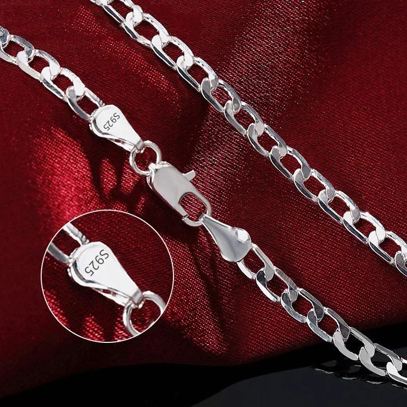 Wholesale Mens 925 Sterling Silver Necklace 2/4/6/8/10/12MM 40-75cm