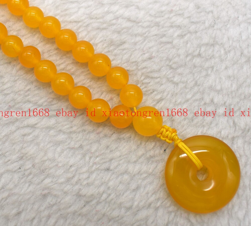 Natural 8mm Yellow Topaz & 30mm Circle Donut Gems Round Beads Necklace 16-24in