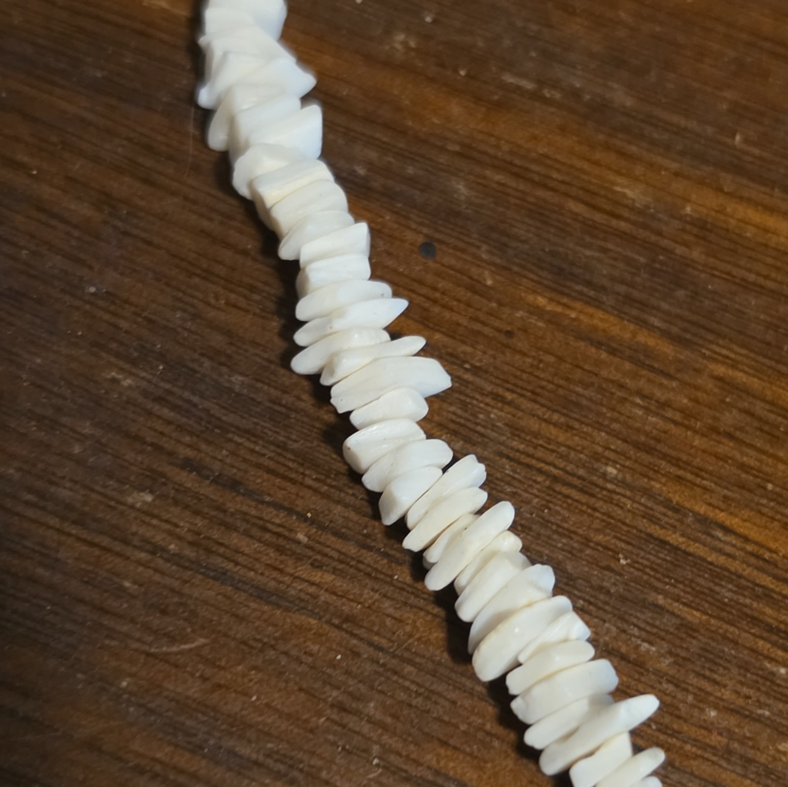 White Shell Chip Bead Strand Necklace, Beach Theme, Beaded, White