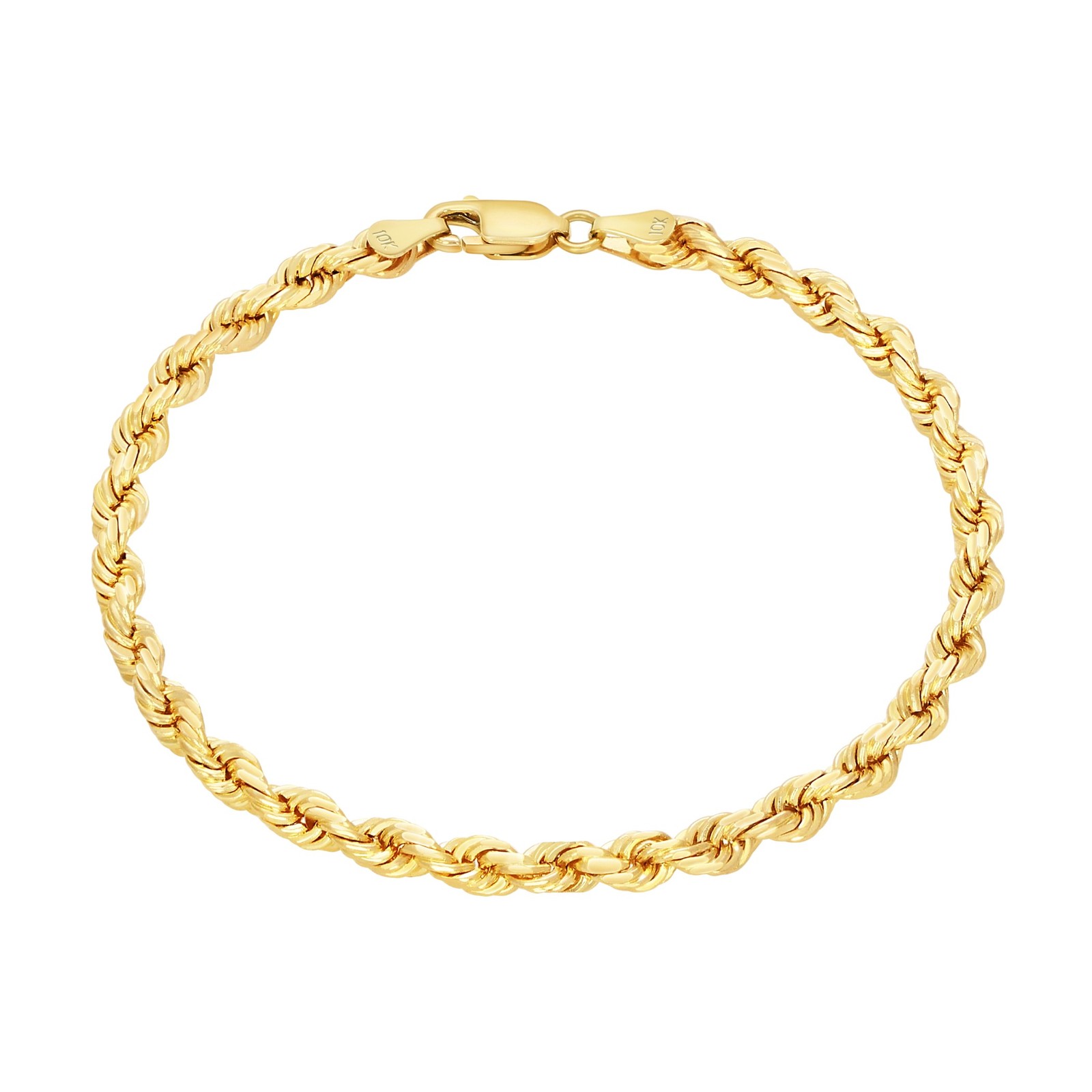10K Yellow Gold 2mm-7mm D/C Rope Chain Bracelet Men Women 7″ 7.5″ 8″ 8.5″ 9″