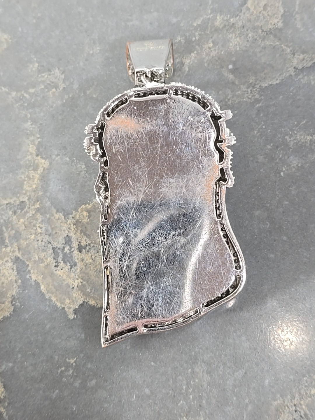 NIV’S BLING Hip Hop Iced Out Large Jesus Pendant In White Shiny Gold Plate 3.75″