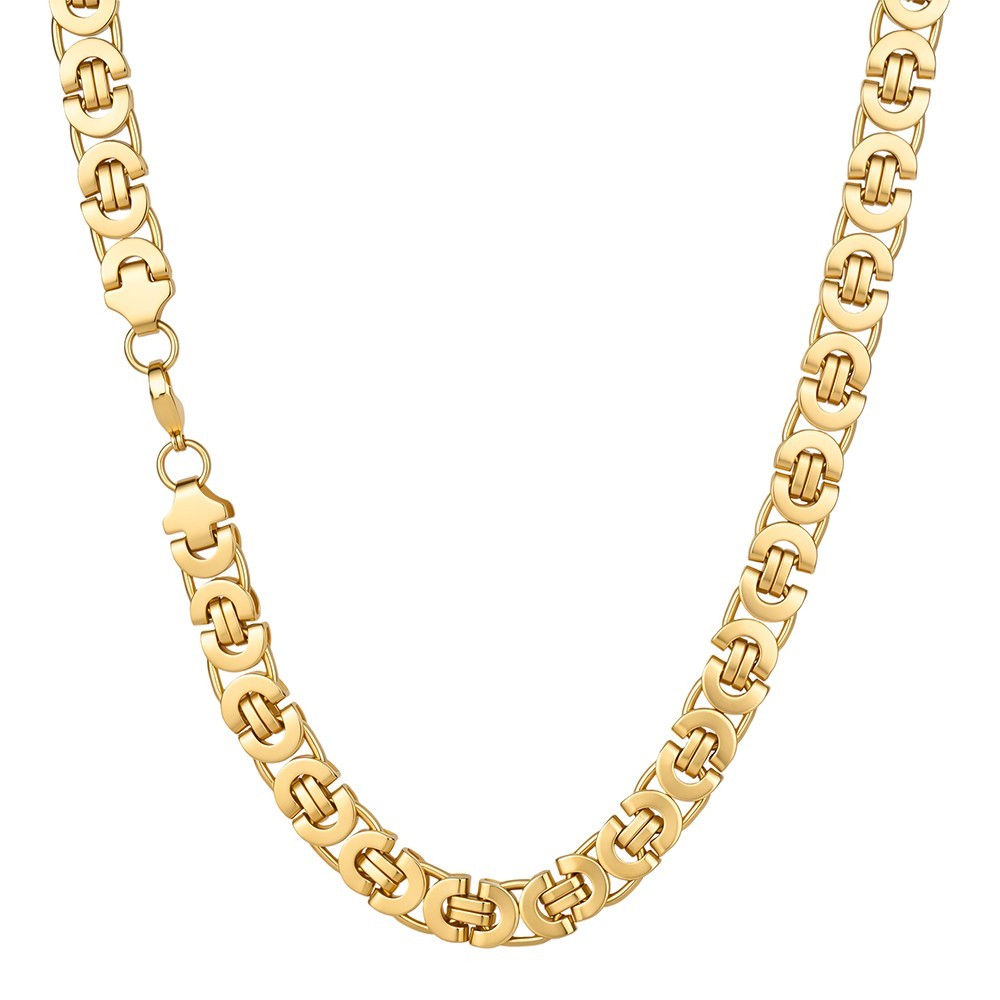 11mm Silver/Gold Stainless Steel Byzantine Chain Necklace Men’s Hip Hop Chain