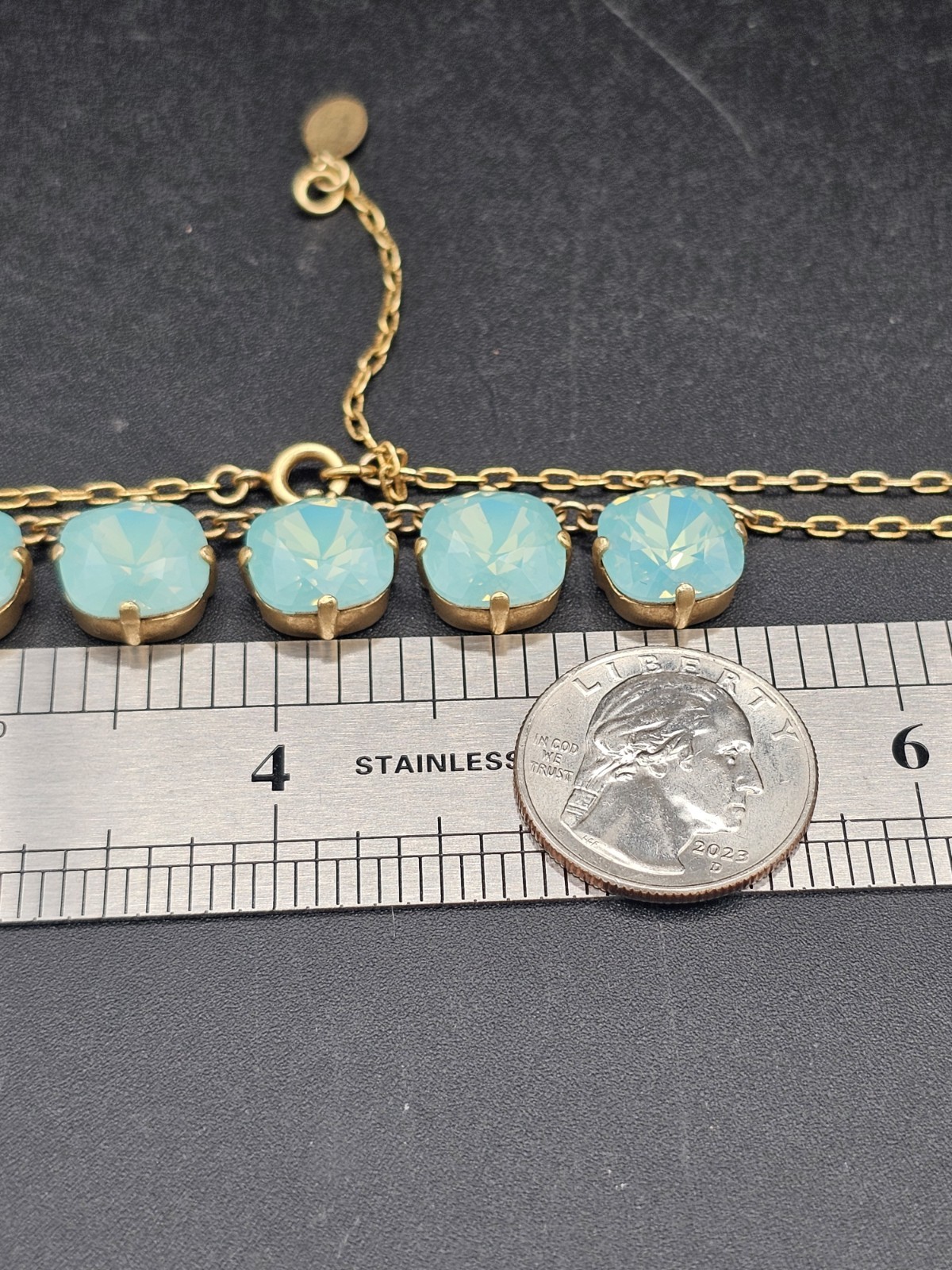 Catherine Popesco France Swarovski Pacific Opal Crystal Gold Tone Necklace