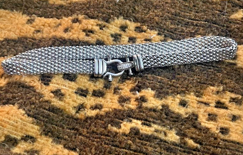 Beautiful Choker Style DSMK Stainless Steel Necklace Rhinestones Popcorn Mesh