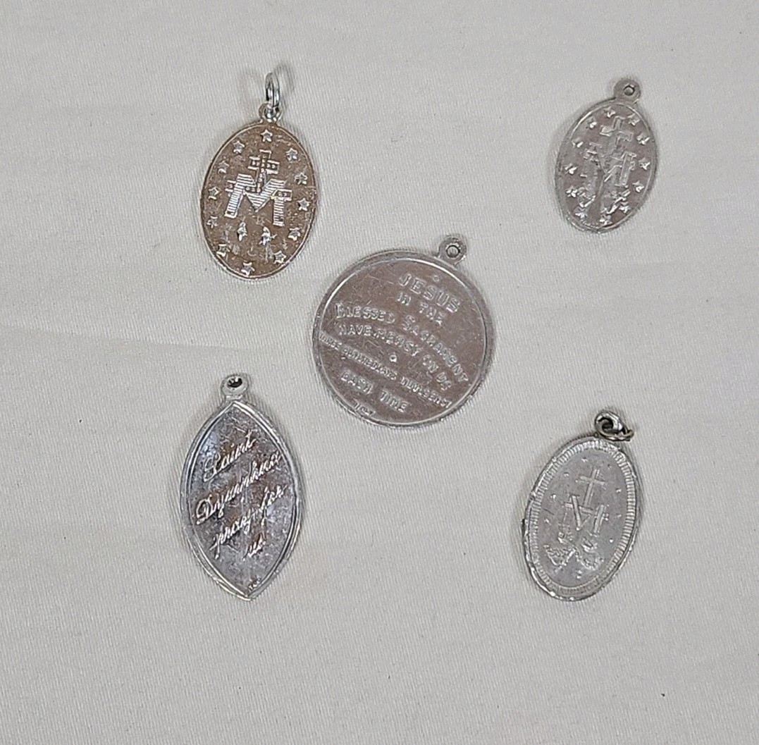 Catholic Medals 16x Lot Pendants Crosses Religious Saints Luke Joseph St Anthony