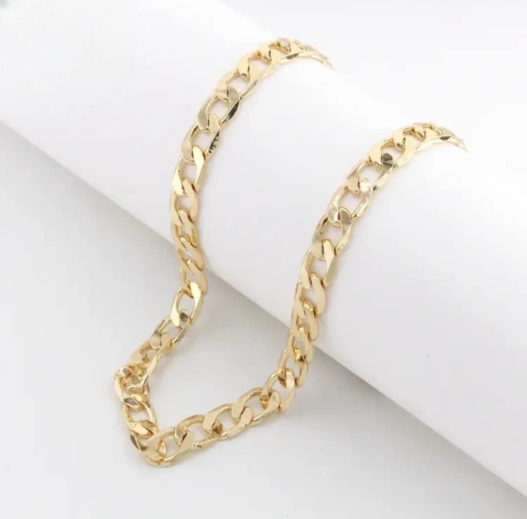 14K GP Mexican Centenario 50 Pesos CZ Pendant Figaro Rope Cuban Necklace Chain