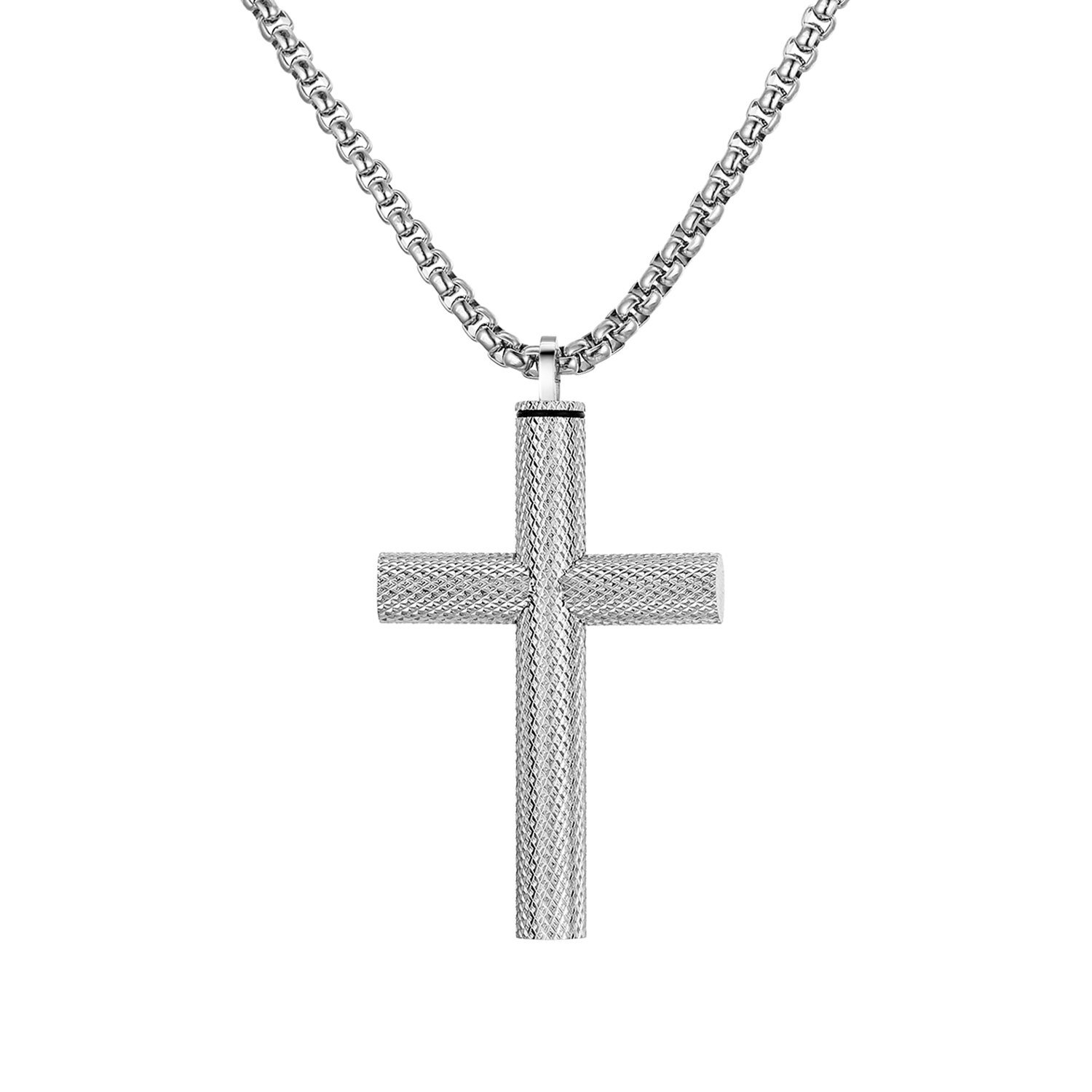 Cross Urn Necklace Pendant Stainless Steel Cremation Ash Keepsake Jewelry 22″