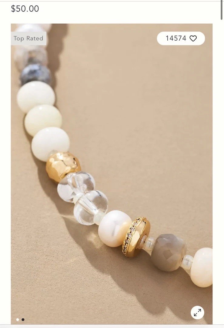 Anthropologie x Serefina Beaded Rainbow Stone Choker Necklace Ombré Pink Or Whit
