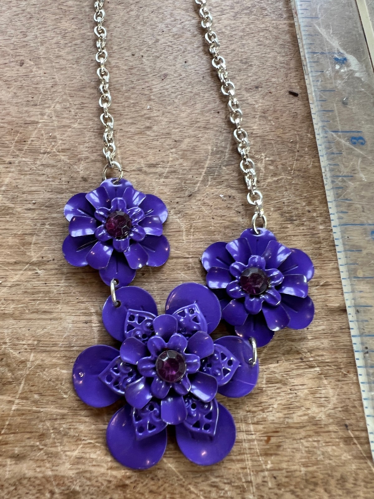 Nordstrom T-Shirt & Jeans BNWT One Size Y2K Royal Purple Flower Necklace
