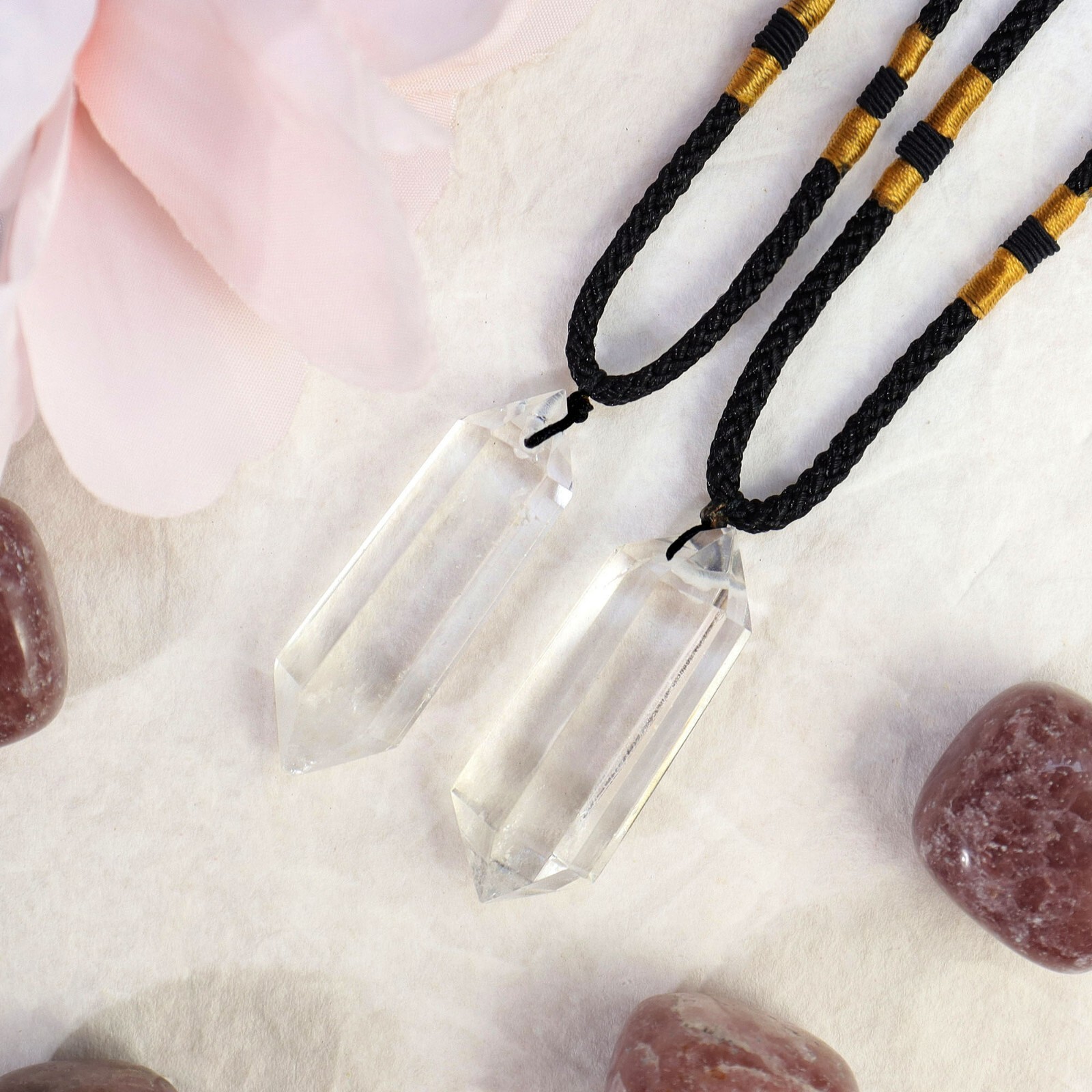 Clear Quartz Hexagon Pendant Healing Reiki Protection Crystal Amulet Necklace