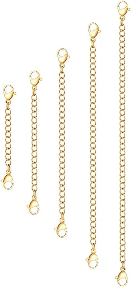 5Pcs Gold Stainless Steel Necklace Extender Chain Links for Ankle Bracelets | 18