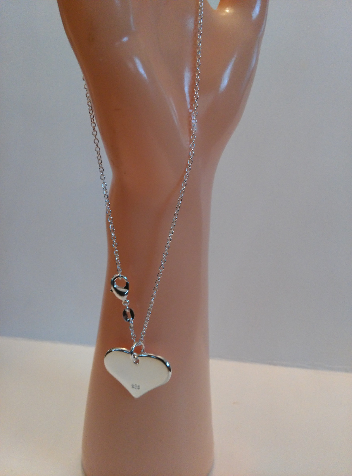 Lovely Solid Plain Heart Necklace in 925 Sterling Silver