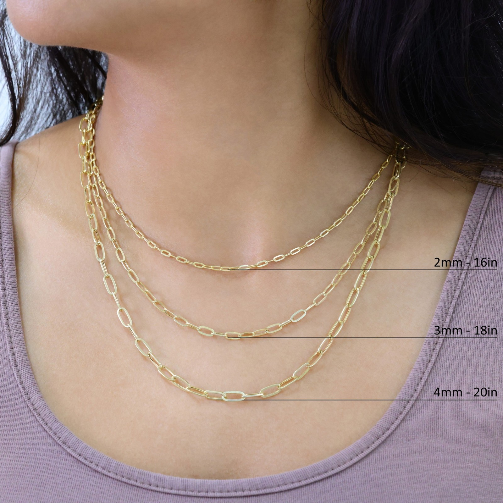 10k Yellow Gold Paperclip 2mm-7mm Chain Cable Rolo Necklace Mens Womens 16″-24″