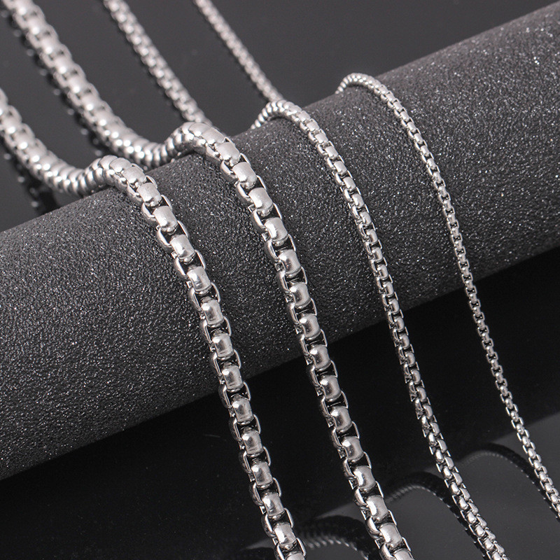 5pcs/lot Stainless Steel Square Rolo Link Chain Box Chain Necklace for Men Women