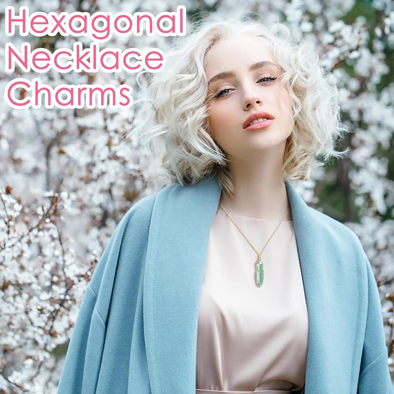 Chakra Crystal Hexagonal Pendants Natural Quartz Stone Healing Pendant Necklace
