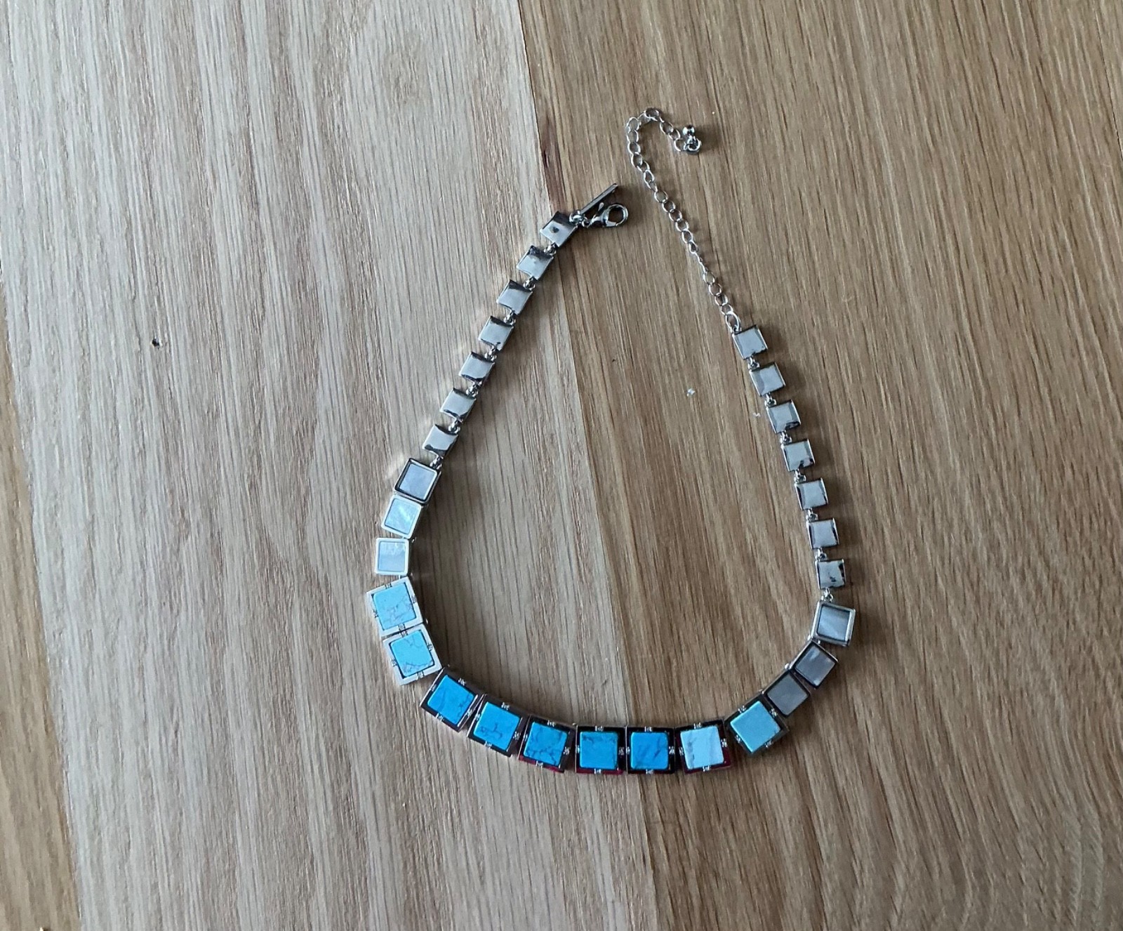 White House Black Market Turquiose Square Statement Necklace