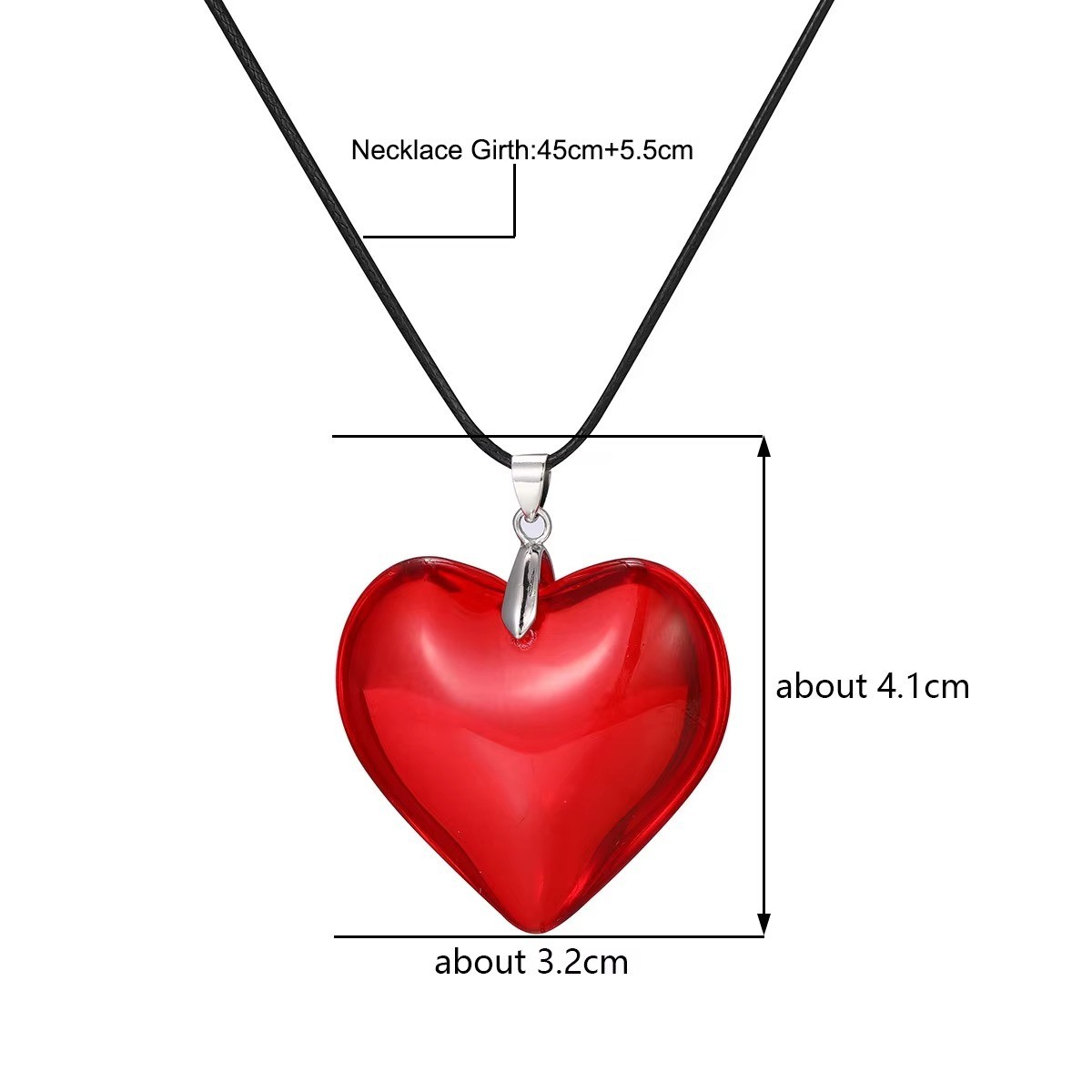 New Red Heart Pendant Large Necklace Statement Jewelry Romantic Gift