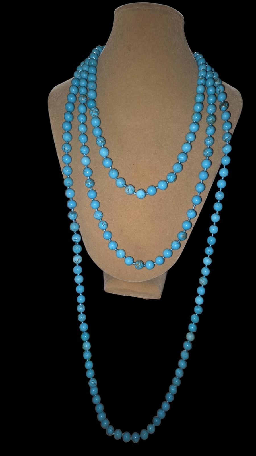 84″ single strand dyed howlite necklace no clasp Opera Length Infinity Style