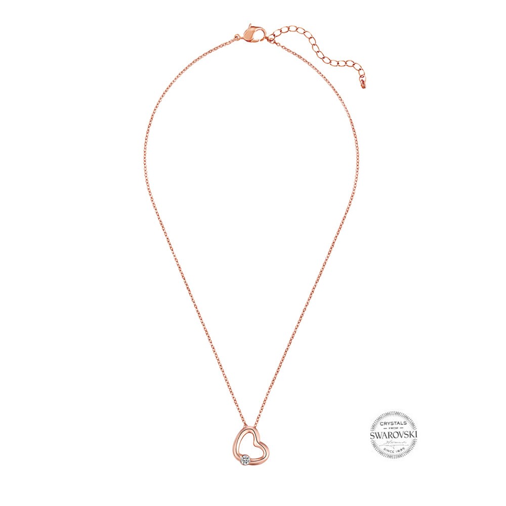 Swarovski Rose Gold Plated Open Heart Pendant Necklace Crystal Gift Women