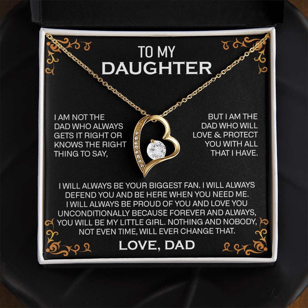 Cubic Zirconia Necklace Gift for Daughter from Dad with Heart Pendant Jewelry