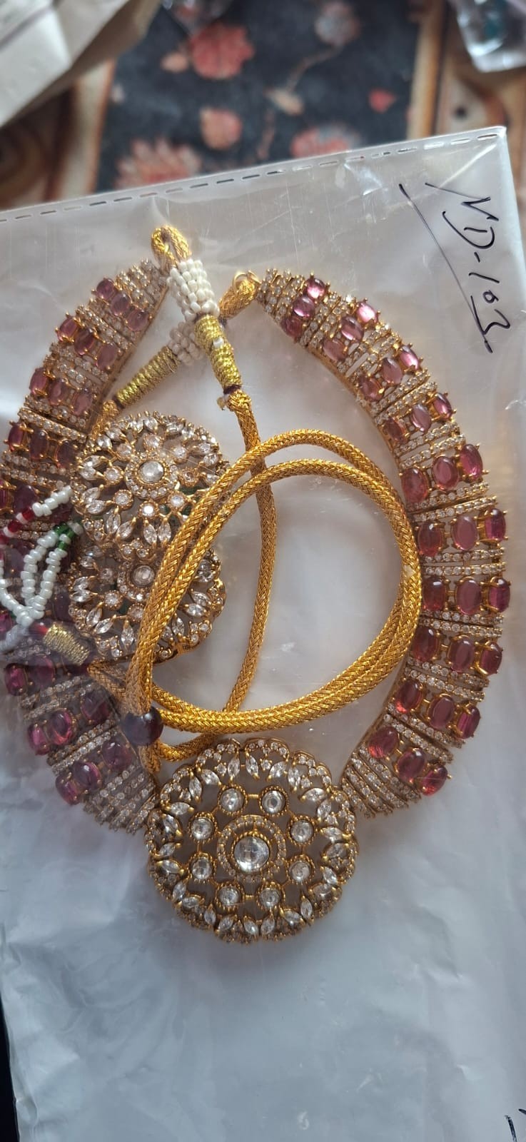 Indian Kundan Necklace Set Green Pendant Earrings Gold Plated Bridal Jewelry 103