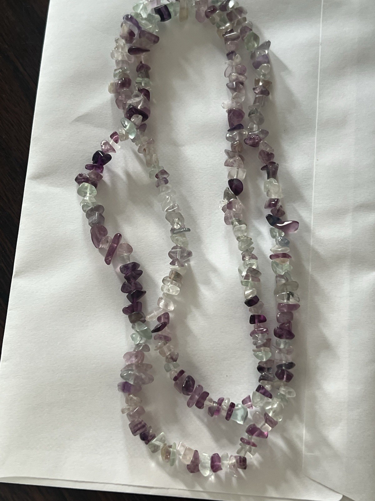Fluorite Crystal Chip Beaded Strand Necklace Ball/Bead Chain Multicolor