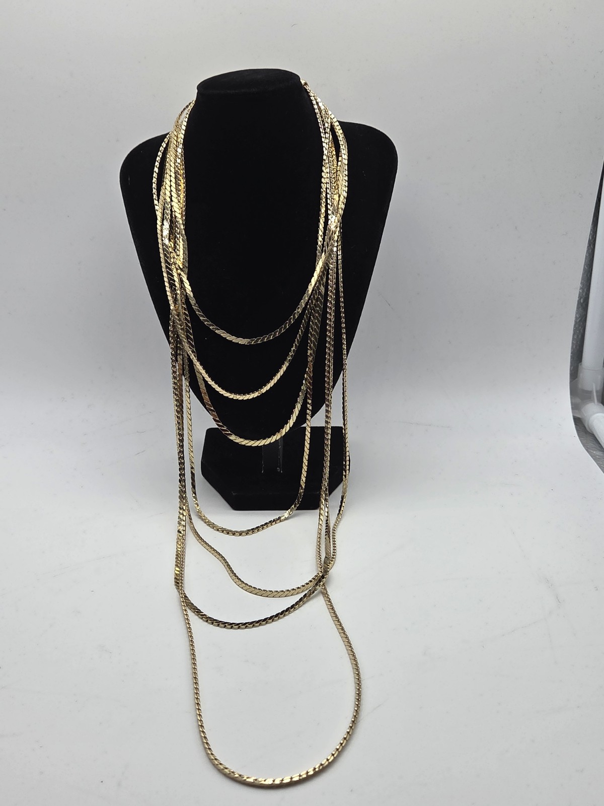 NWT Gold Tone Multi Strand Layered Chain Statement Necklace Adjustable $55 MSRP