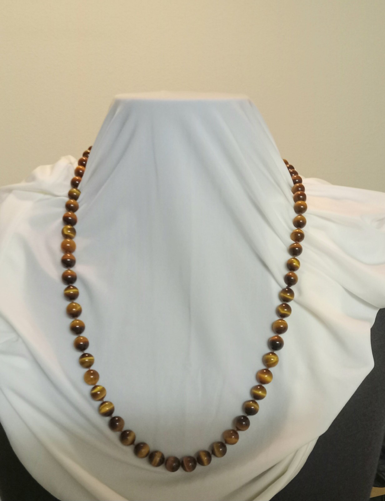 Genuine Tiger Eye Stone Necklace 28 Inches New Unworn Good Condition See Photos