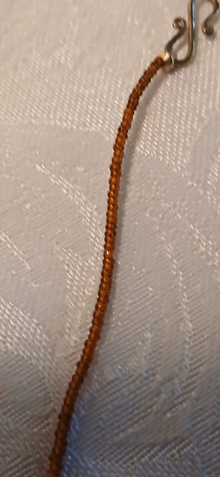 Labradorite Stone 1mm, Amber Tiny Beads, Necklace,Gold Tone Lobster Clasp,9.5″