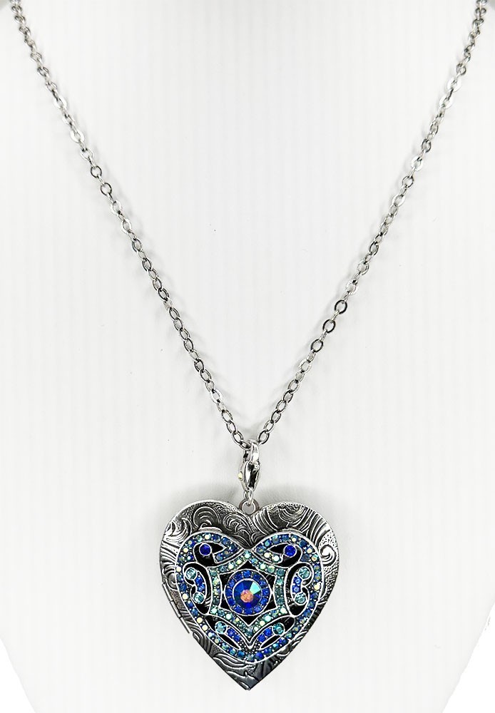 Kirks Folly All For Love Heart Locket silvertone