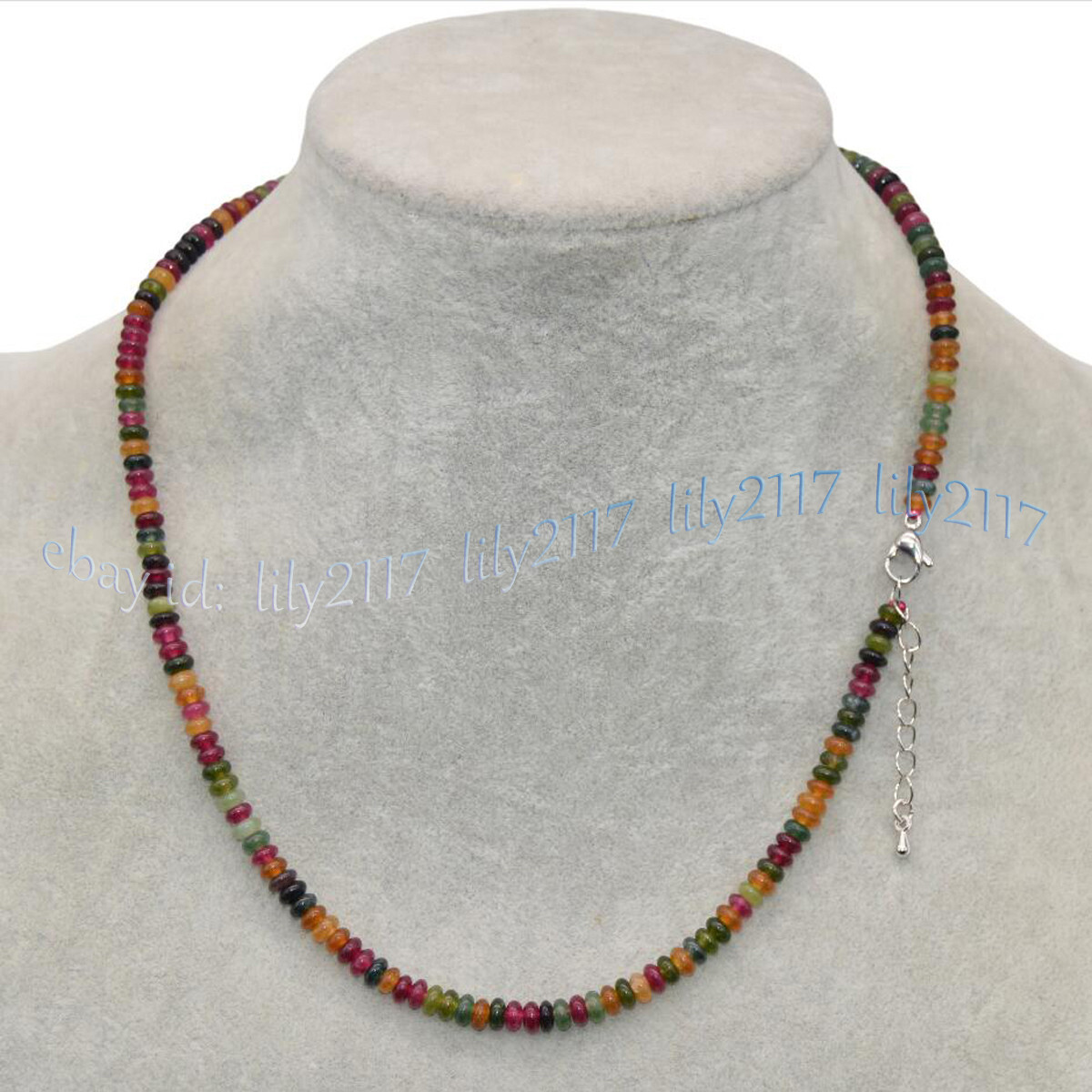 2x4mm Genuine Natural Colorful Tourmaline Rondelle Gems Beads Necklace 14-36”
