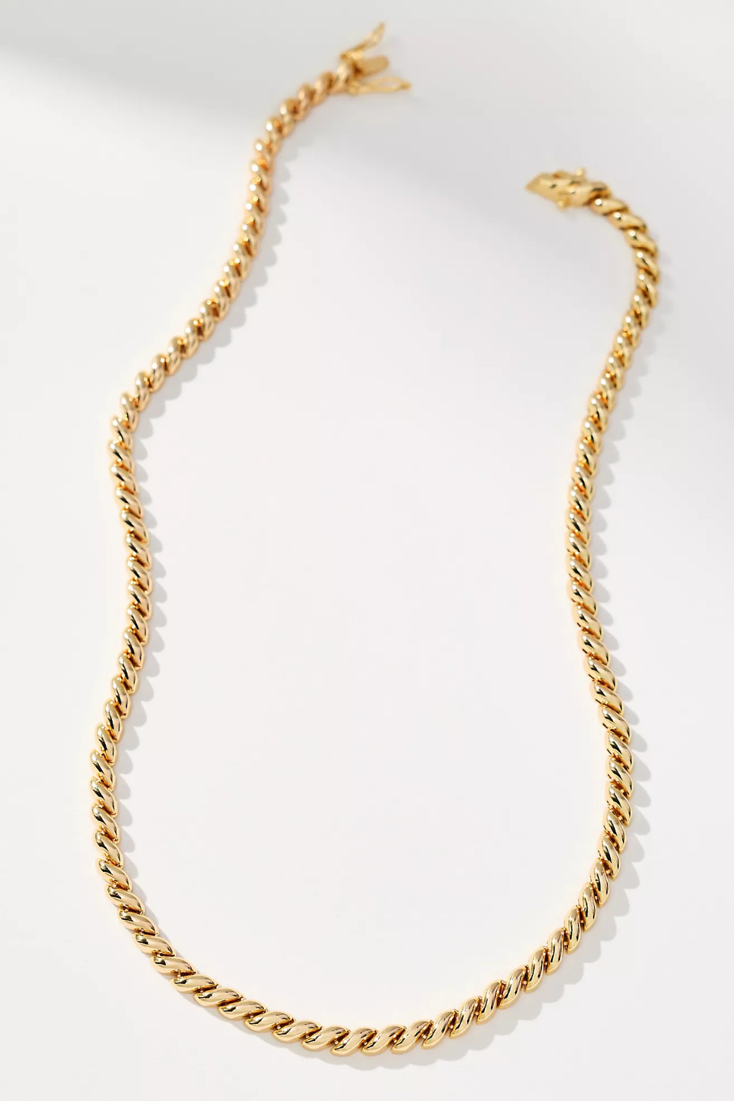 NWT Anthropologie Pave Rope Necklace 14k shiny Gold Plated 18” heavy jewelry