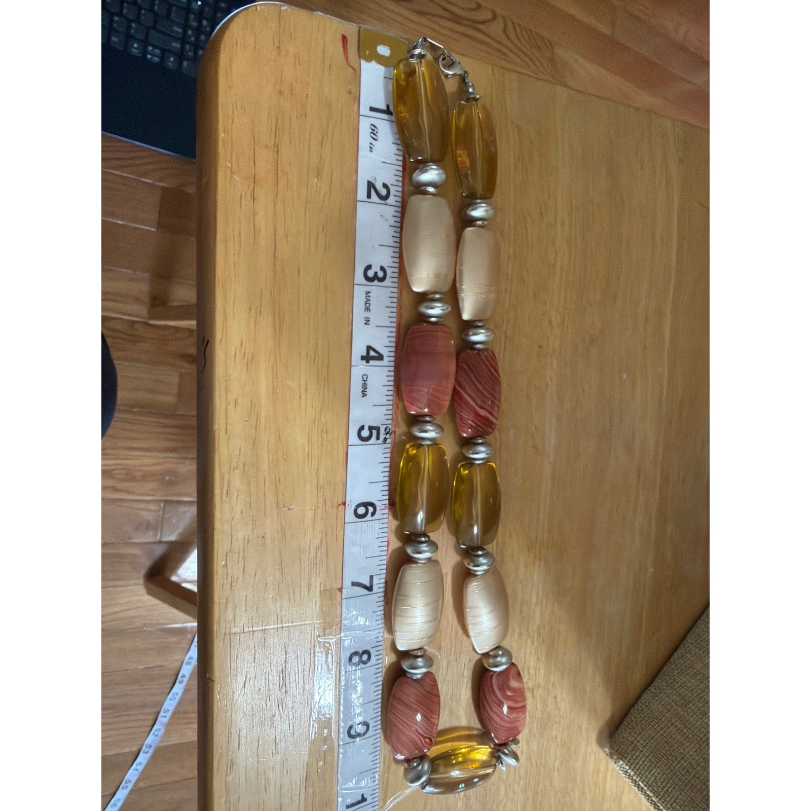 Chunky Statement Necklace Oversized Resin Acrylic Beads Amber Color Terracotta