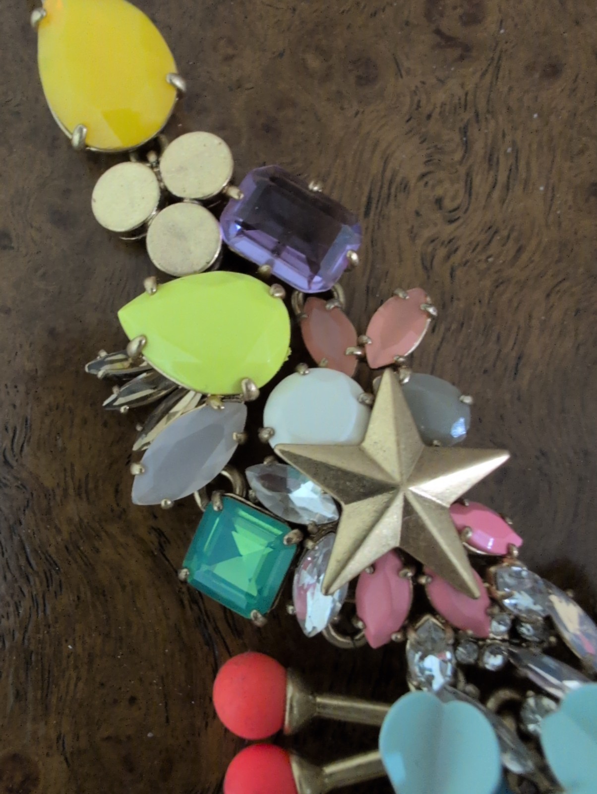J CREW MIDSUMMER STATEMENT BIB NECKLACE STARS COLORFUL CLUSTERS PASTEL FLORALS