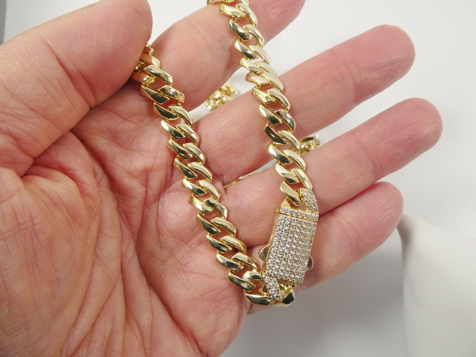 9MM 14K COLOR YELLOW GOLD FILLED MONACO BRACELET/NECKLACE