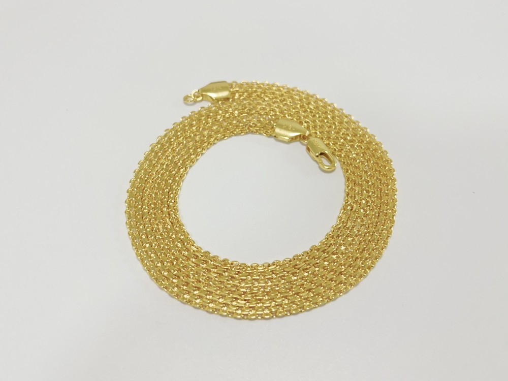 Solid 18K Yellow Gold Vintage Multi Layer Wide Necklace Chain 8mm 22in men/women