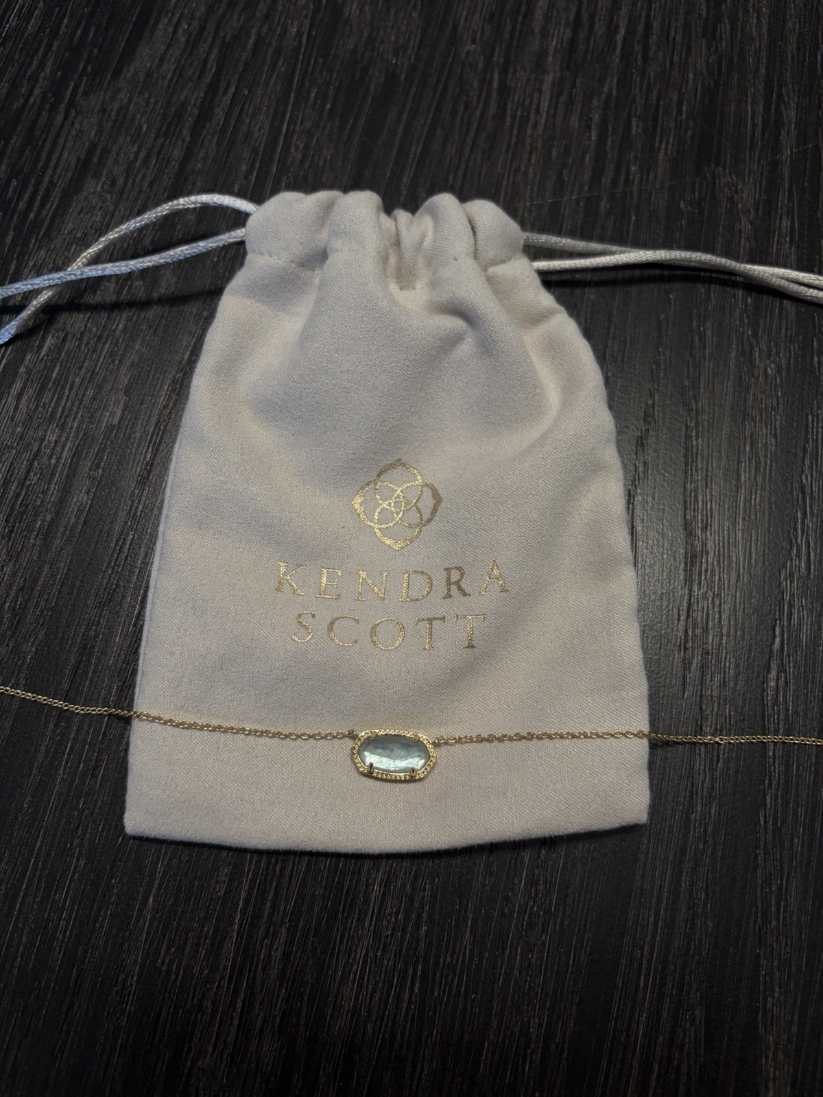 Kendra Scott Elisa Gold Pendant Necklace in Light Blue Illusion