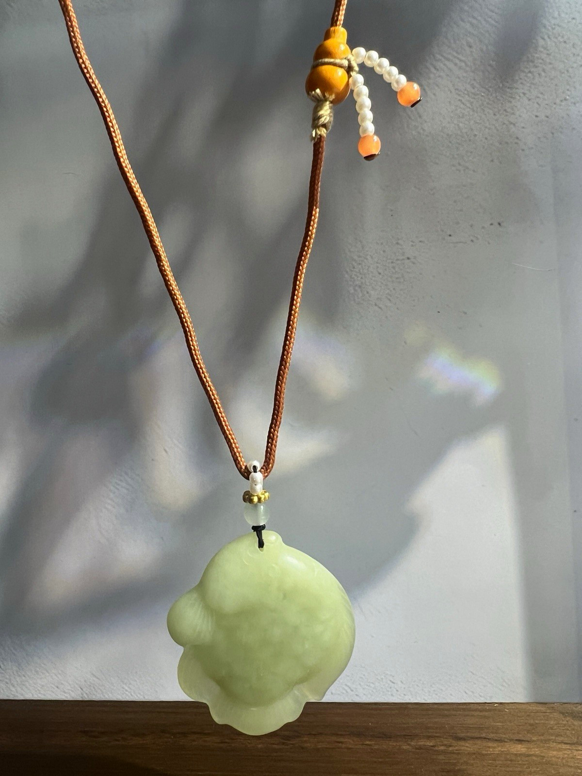 Natural sleeve jade hand-woven fish necklace