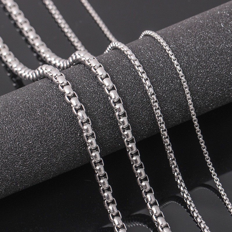 5pcs/lot Stainless Steel Square Rolo Link Chain Box Chain Necklace Wholesale