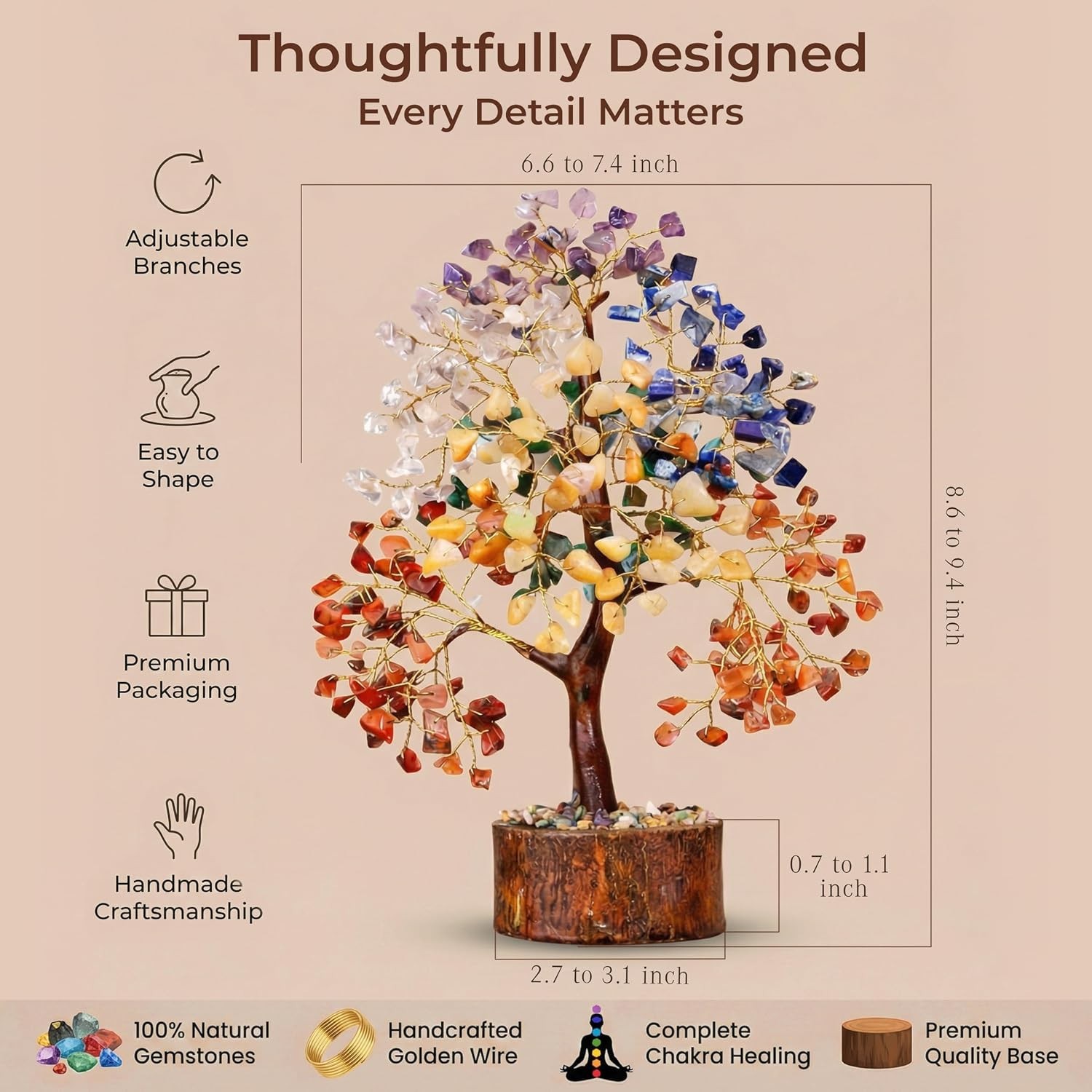 Chakra Tree of Life Birthday Gifts for Women, Mom, Sister, Friends, Handmade Hea