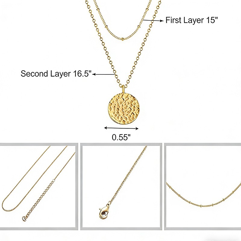 14K Gold Layered Choker Necklace – Minimalist Women’s Chain Jewelry – US Shippin