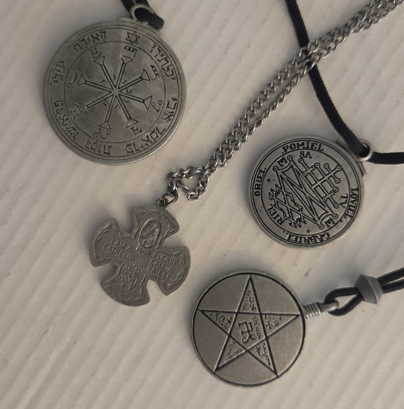 Lot of 4 Antique-Style Necklaces with Pendants/Talisman Sold AS SHOWN Lot.1B