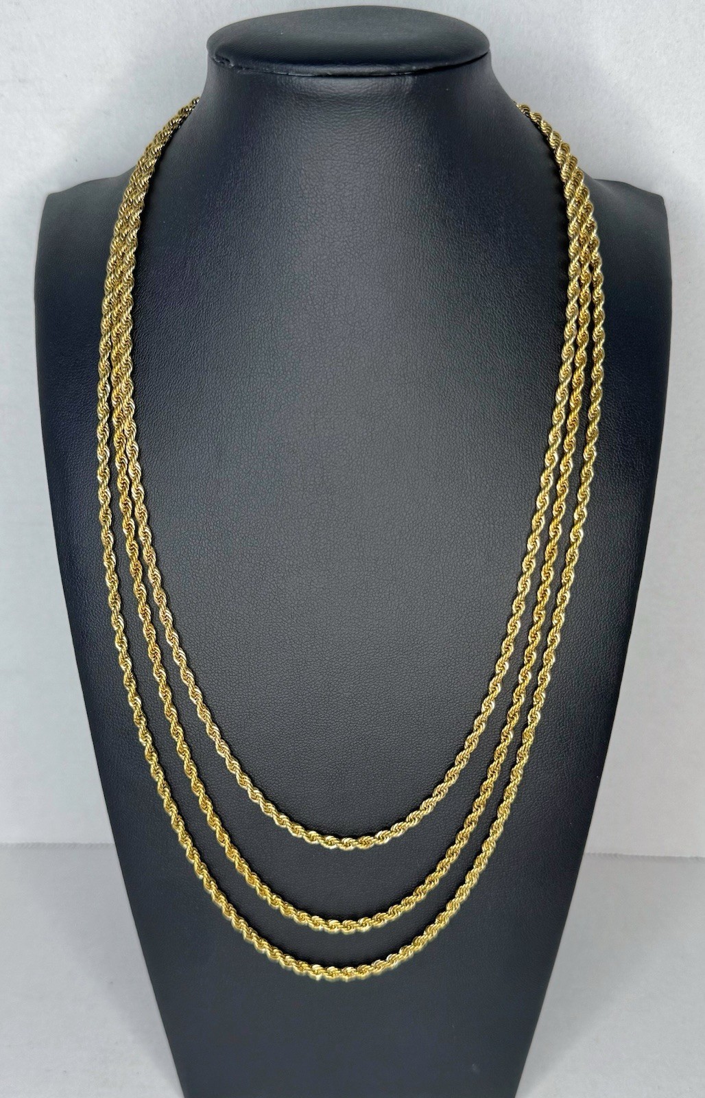 3mm Rope Chain Necklace – 18K Gold PVD 316L Stainless Steel 20″ 22″ 24″ Unisex