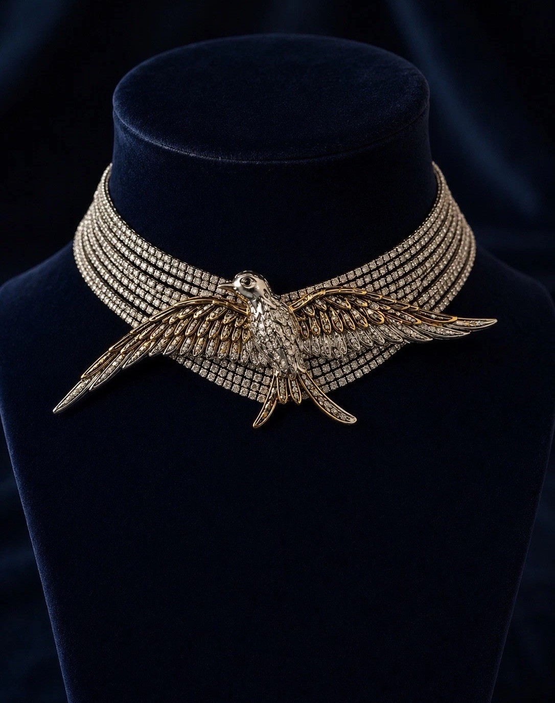 Bird Choker Swallow Zara Necklace Gold Silver Statement Runway Gothic VTG Boho
