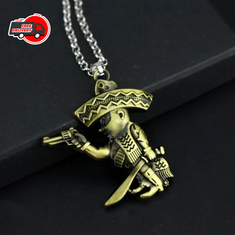 Outlaw Motor Biker Pendant Mexican Metal Necklace BANDIDOS Motorcycle Club M