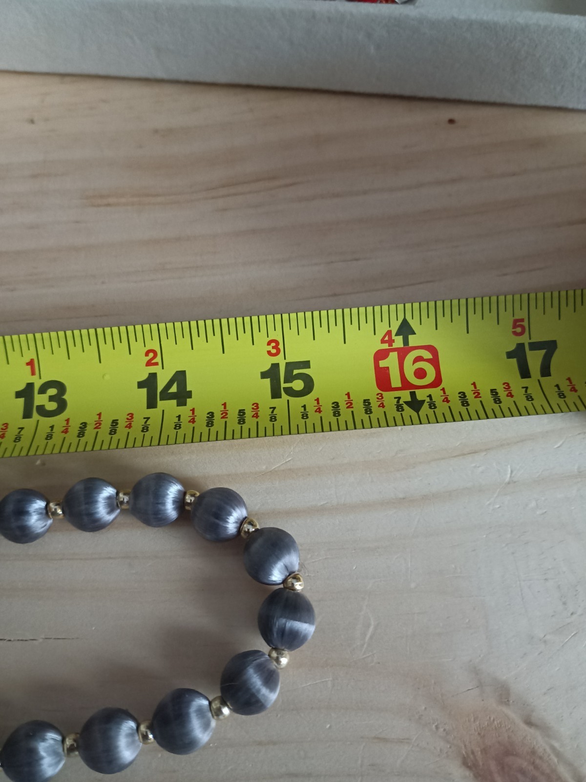 vintage Gray Beaded Necklace Round Beads Gold Tone Spacer Beads 16in No Stone