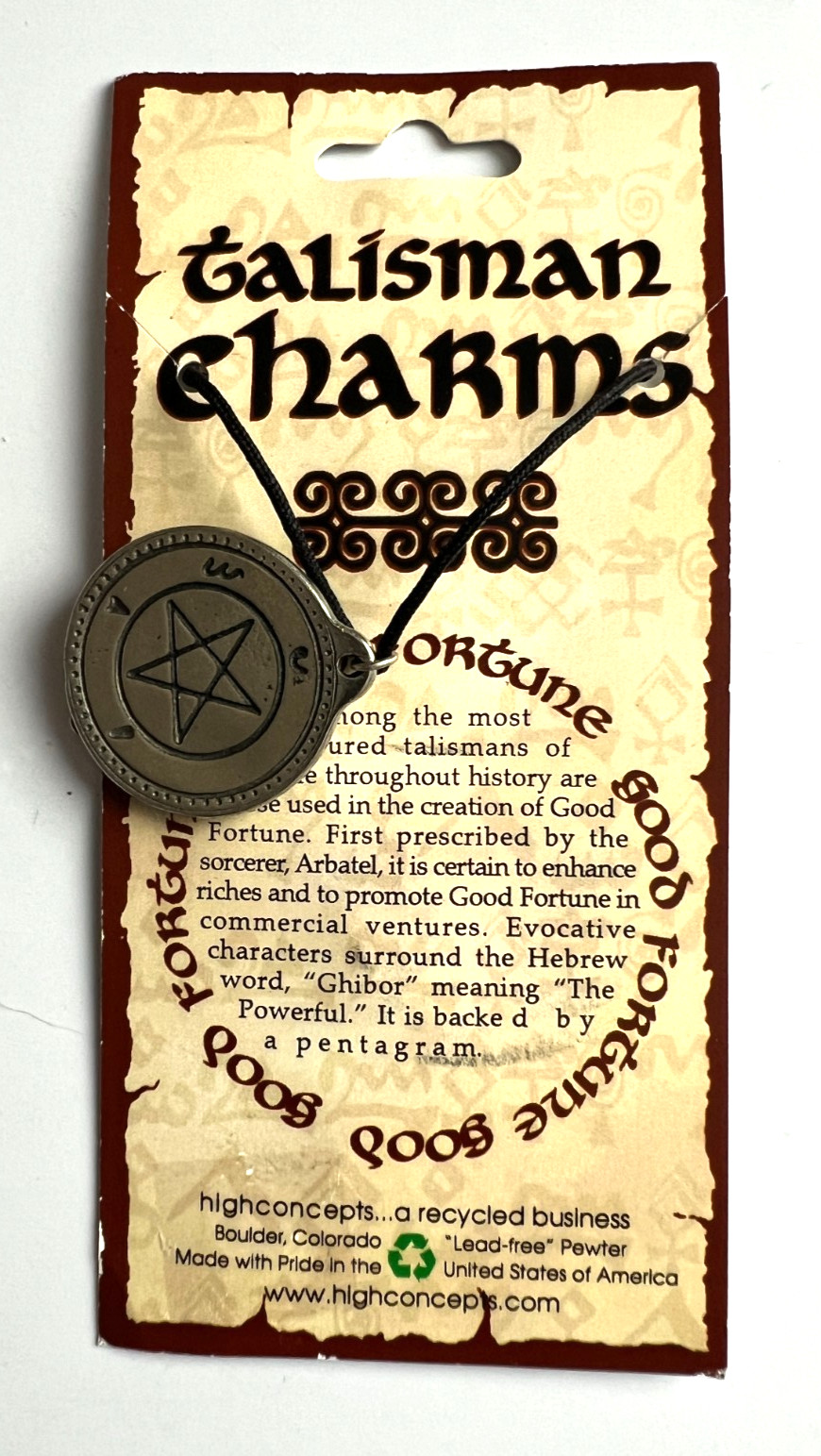 highconcepts ~Good Fortune Talisman Necklace Amulet 2 Sided w/Inverted Pentagram