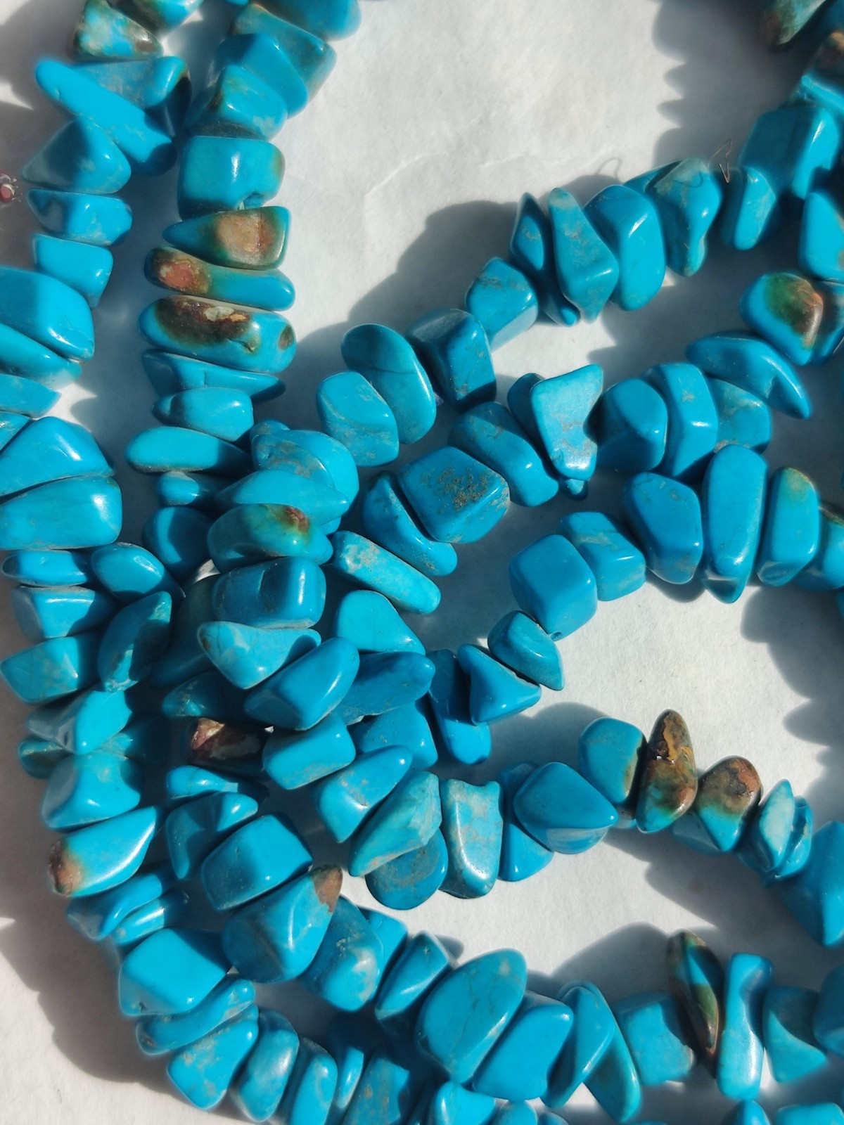 5x Natural Turquoise Chip Necklaces Lot 30″ Long Mala / Healing Crystals