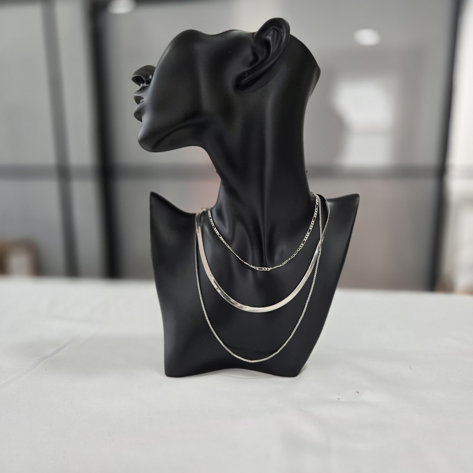Triple Layer Silver Tone Necklace Set Chic Minimal Layered Chain Jewelry…