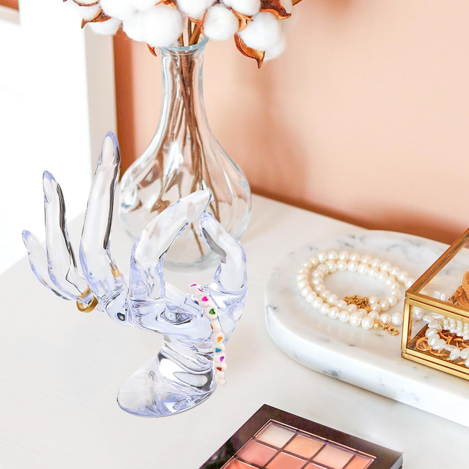 Jewelry Display Stand Mannequin Hand Ring Holder Watch Organizer Acrylic Clear